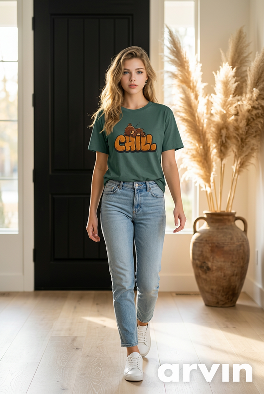Chill Bear Graphic T-Shirt — Cute Sleeping Bear "CHILL" Tee