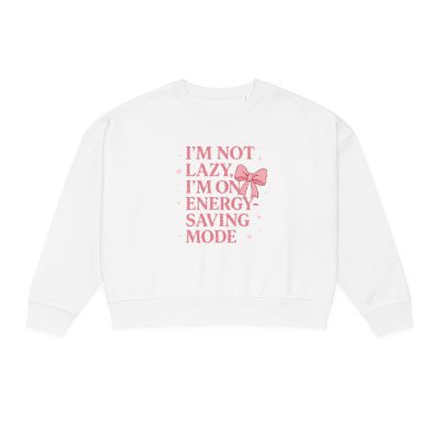 Crewneck Sweatshirt — “I’m Not Lazy, I’m On Energy-Saving Mode” Pink Graphic